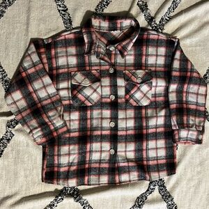 Girls size XL 12 pink and black plaid shacket
